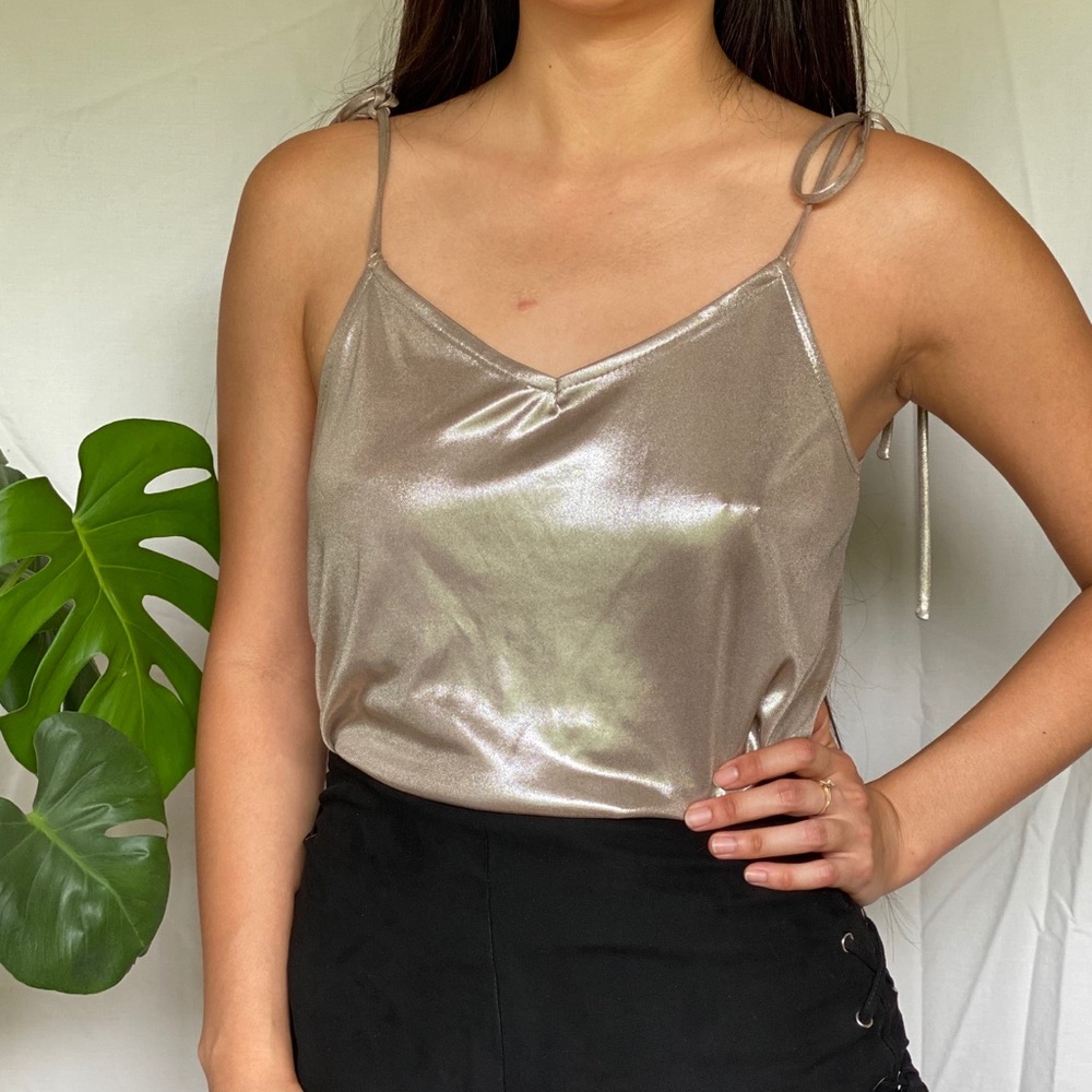 Topshop silver metallic tank